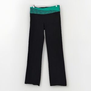 Black Green Wide Leg Yoga Pants High Rise Flare Leggings Athleisure M